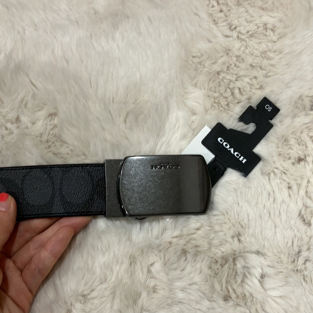 Coach Plaque Buckle Cut To Size Reversible Belt, 38 Mm No. 91286 black&c… - Picture 4 of 8